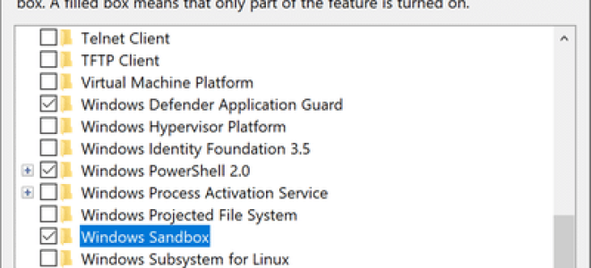 Функция песочницы Microsoft Windows для тестирования подозрительных приложений и их активации
