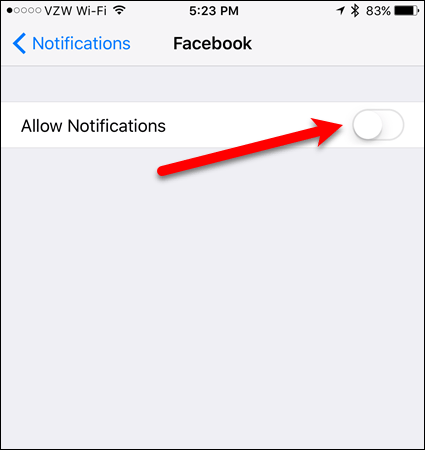 Отключение уведомлений для определенного приложения на iOS