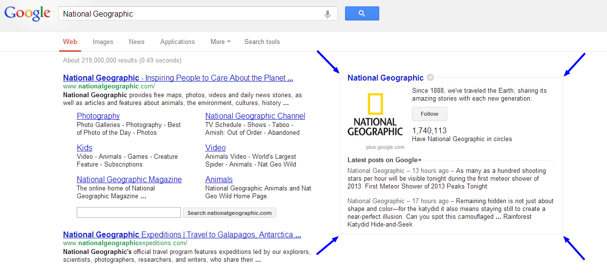 linked google plus page national geographic