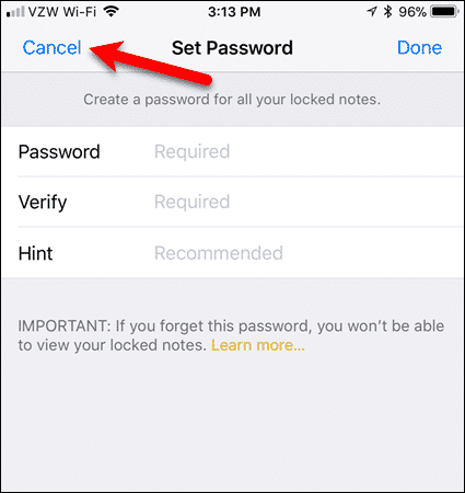 Введите новый пароль или нажмите Отмена