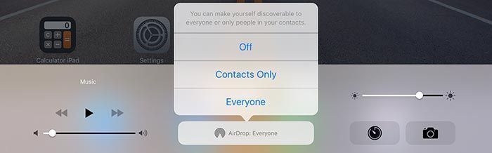 Включить Air Drop (отправлять изображения и файлы между iPhone и iPad)