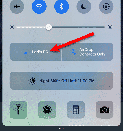Имя ПК отображается в iOS 10 Control Center