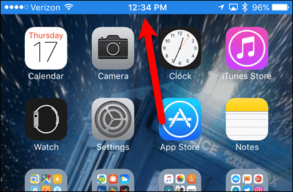 Синяя полоса в верхней части устройства iOS's screen