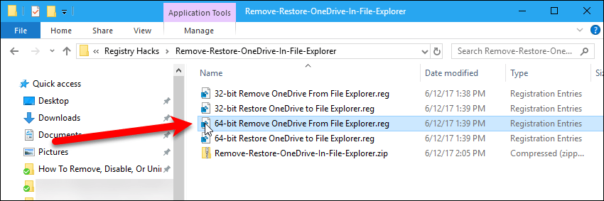 Дважды щелкните файл, чтобы удалить OneDrive