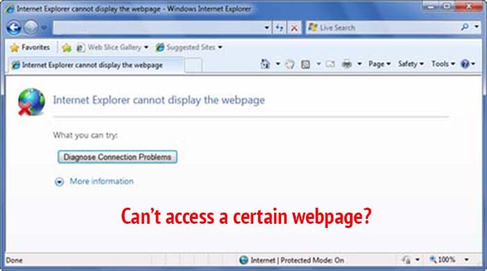Fix не может получить доступ к определенному веб-сайту в Internet Explorer Windows 7, 8, Vista?