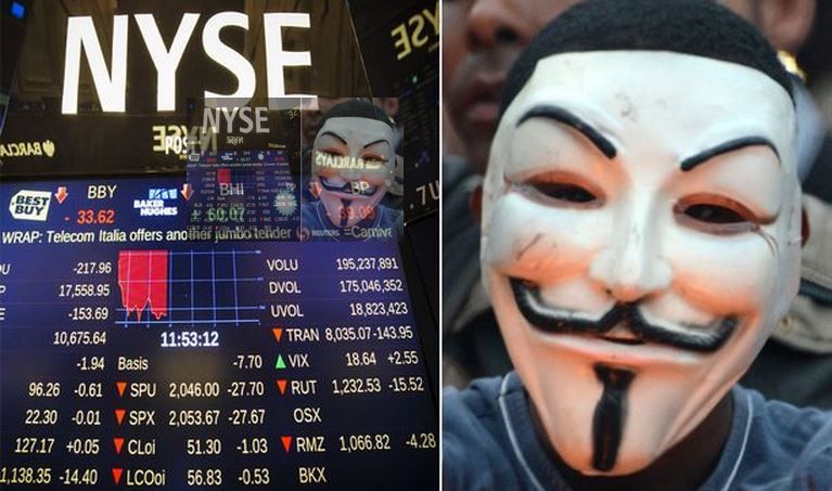 анонимной хак-Нью-Йоркской фондовой настенный уличный