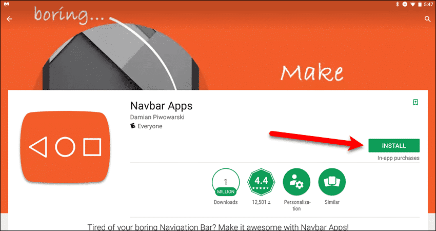 Установить приложения Navbar