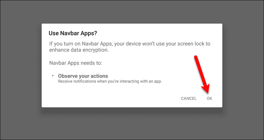 Использовать диалоговое окно подтверждения приложений Navbar Apps