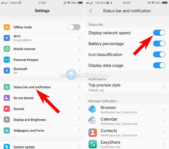 How-to-view-network-speed-on-notification-bar-Vivo-V5-Plus-Guide 