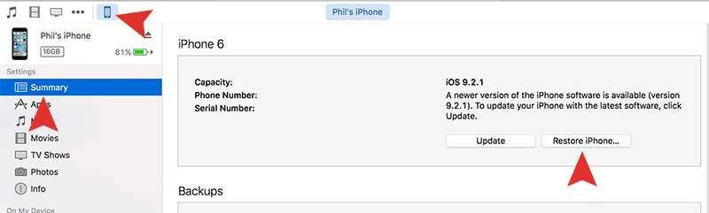 аппаратный сброс на iOS 9 (iPhone 6, 6s, 6 Plus, 6s Plus)