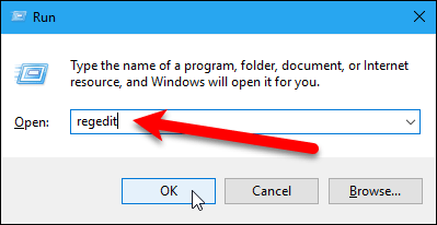 Откройте редактор реестра с помощью диалогового окна «Выполнить»