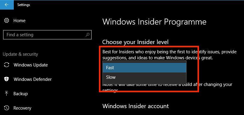 Windows 10 инсайдер быстрое кольцо