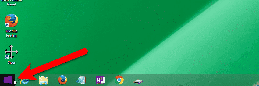 Нажмите кнопку Пуск в Windows 8.