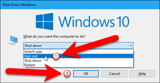 Выйдите из Windows, используя Ctrl + F4.