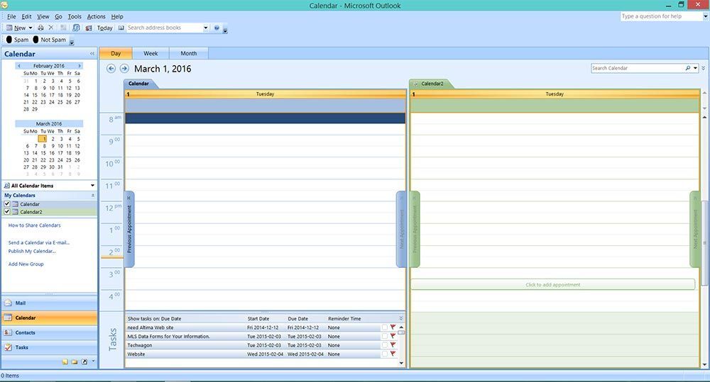 Как объединить и объединить два календаря Microsoft Outlook 2007