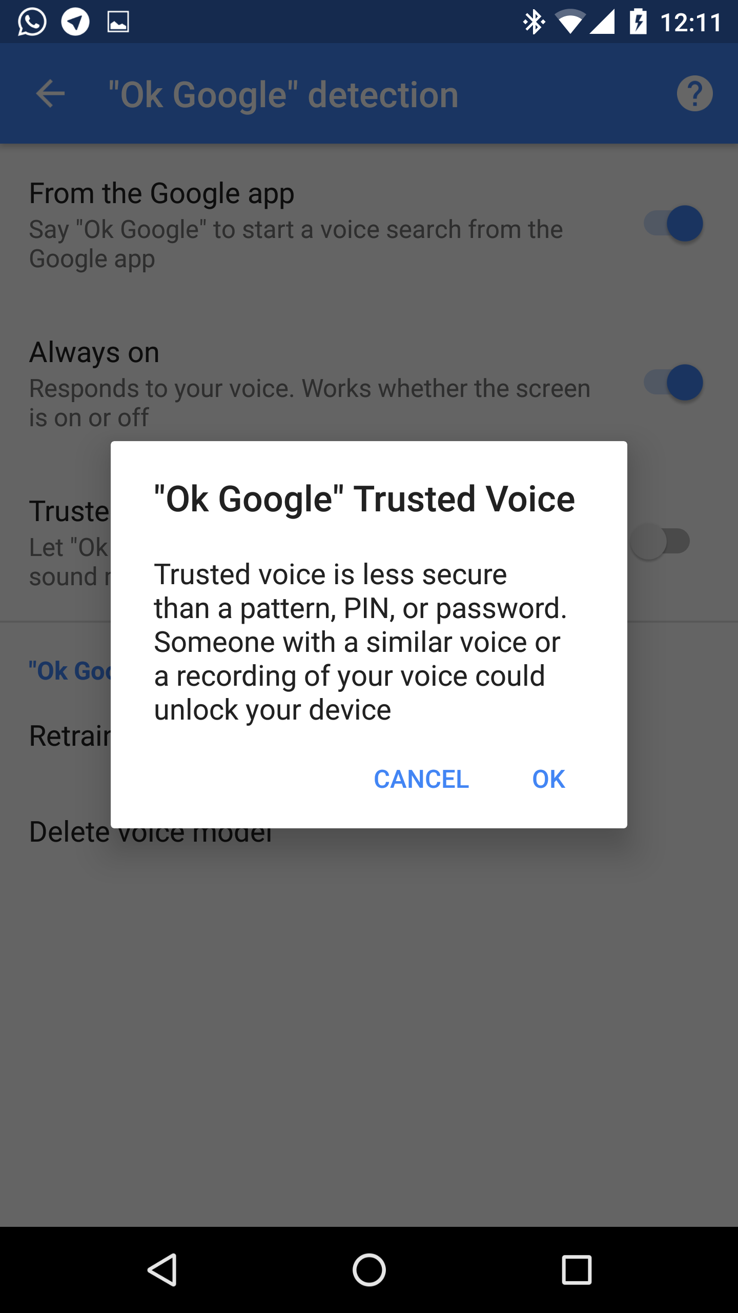 ОК, Google Trusted Voice