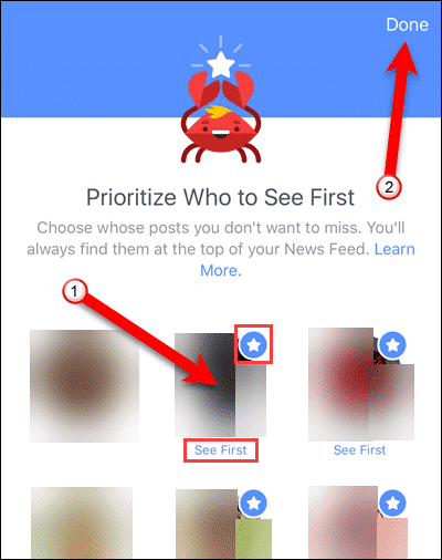Нажмите друзей, чтобы увидеть сначала в Facebook для iOS.