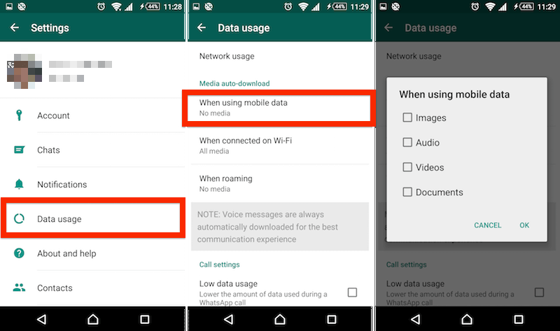 WhatsApp Android автоматической загрузки