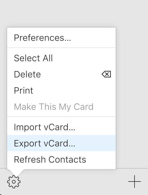 экспорт iCloud контактов
