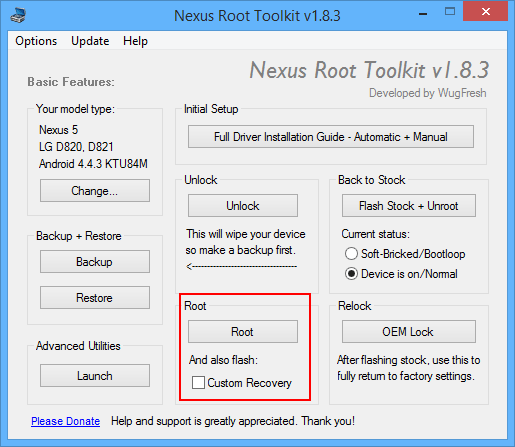 Nexus Root Toolkit - Выбор меню Root