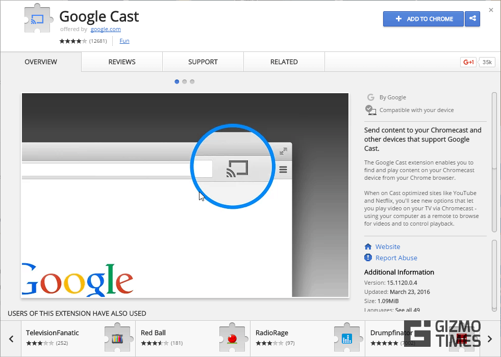 Расширение Google Cast