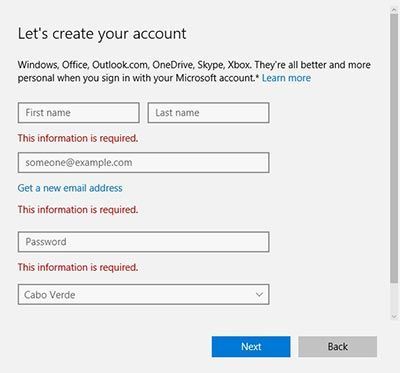 создание учетной записи пользователя в Windows 10