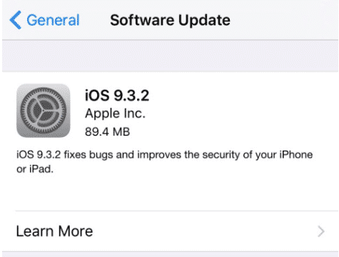 iOS 9.3.2 обновление
