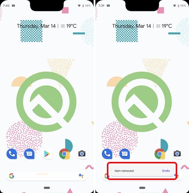 Android Q Отменить Удалить