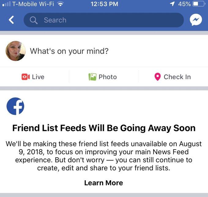 фид списка друзей в фейсбуке