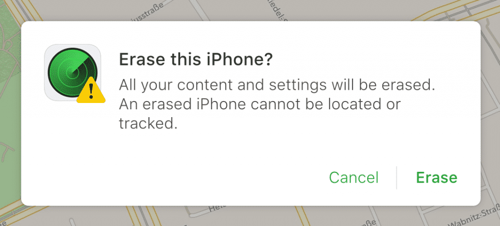 стертый или стертый iphone не может быть найден или отслежен