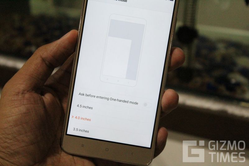 Xiaomi Redmi Note 3 Настройки режима одной рукой