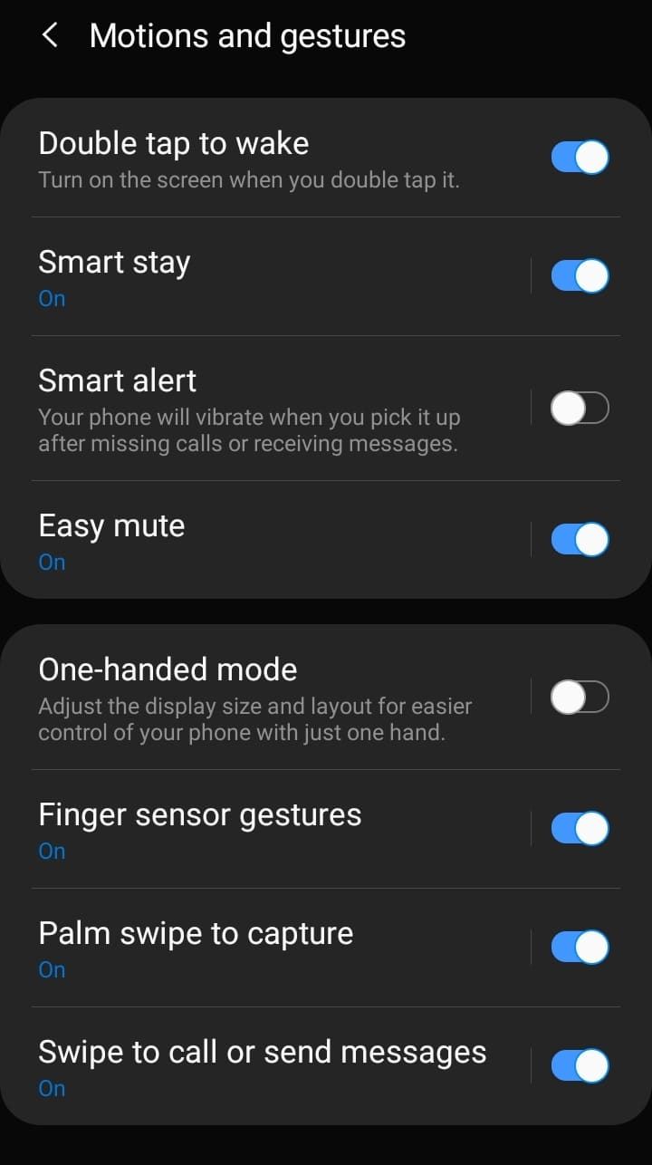 Galaxy A20 Motion Gestures