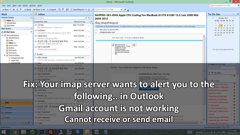 Исправлено: ваш сервер imap хочет предупредить вас о следующем ... в Outlook 2013/2007 учетная запись Gmail не работает