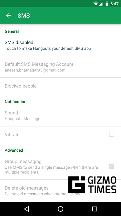 SMS-приложение Hangouts