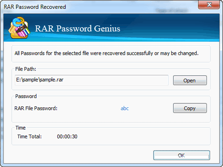 восстановить автоподстройки RAR-файлов паролем успешно