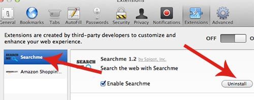 Mac OS X - удалить Searchme (профессиональный поиск) на Macbook