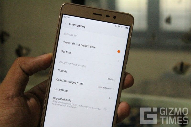 Xiaomi Redmi Note 3 не беспокоить прерывания исключения