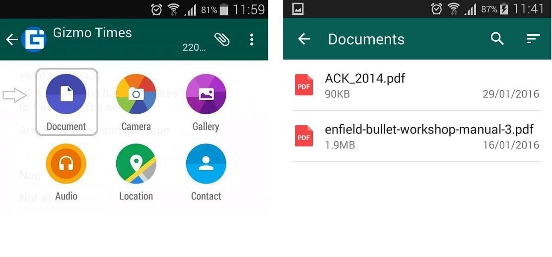 Как поделиться документами в WhatsApp для устройств Android