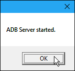 Сервер ADB запущен.