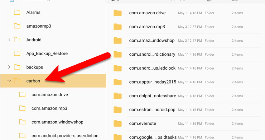 Расположение файлов резервных копий Helium на устройстве Android.