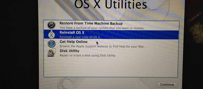 Восстановление заводских настроек на Macbook Pro Retina Mavericks OS X