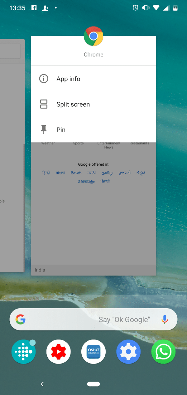 Приложения Pin в Android Pie