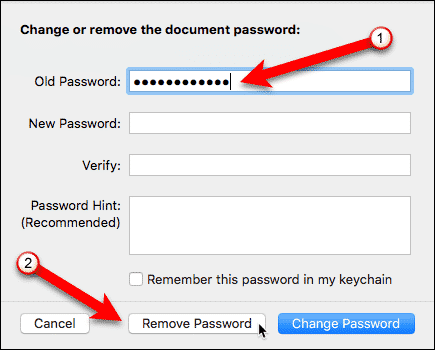 Удалить пароль