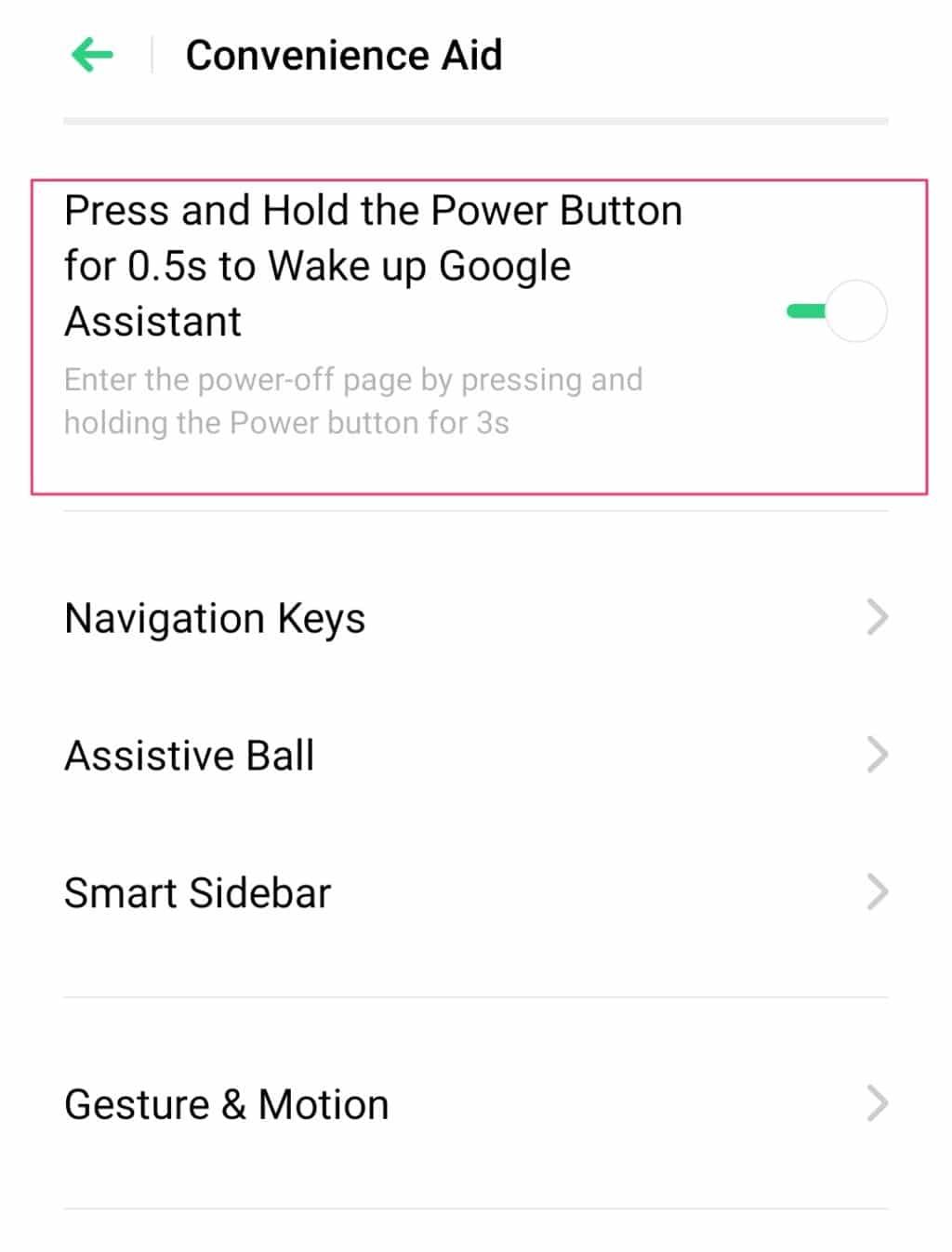 Realme 3 Google Assistant Ярлык