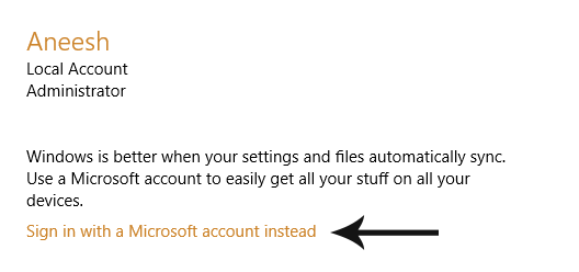 Подключите или отключите учетную запись Microsoft с Windows 10