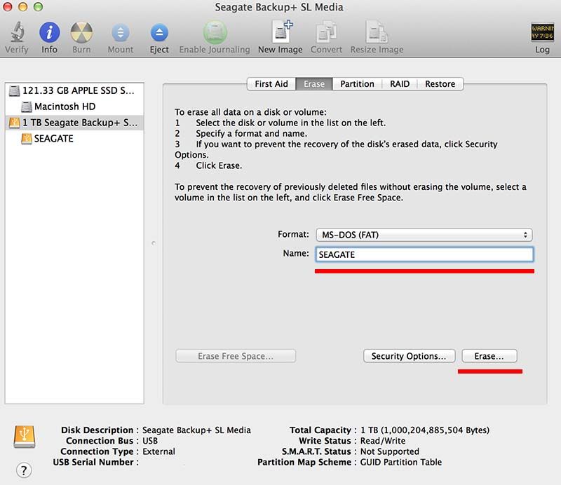 форматирование FAT32 или exFAT на Macbook Pro Retina OS X