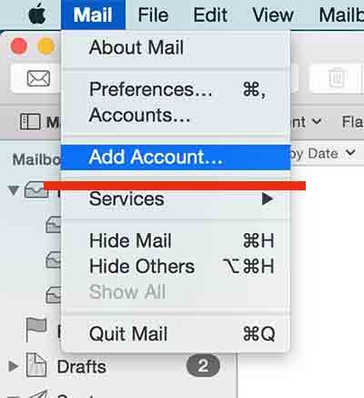 добавление учетной записи hotmail на Macbook Pro Retina или Air