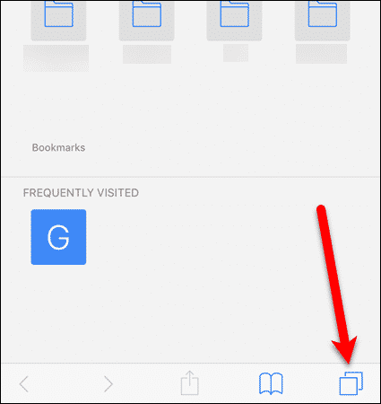 Нажмите кнопку вкладок в Safari на iOS