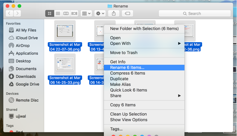 Как пакетно переименовать файлы в Mac OS X Yosemite или El Capitan?