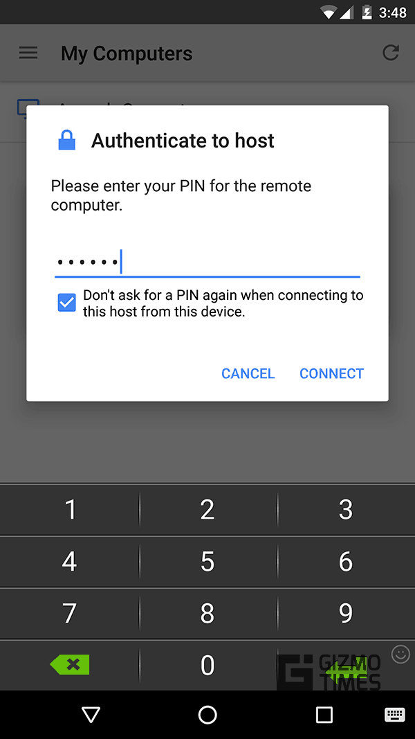 Сохранить PIN-код удаленного рабочего стола Android